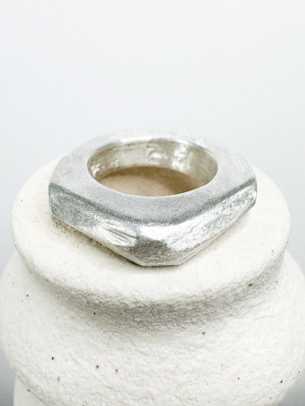 Maeve geometric ring handcrafted with recycled 935 argentium silver made in new york city