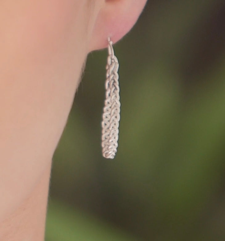 Lyla braided drop earrings handcrafted in 935 argentium silver, made in new york city