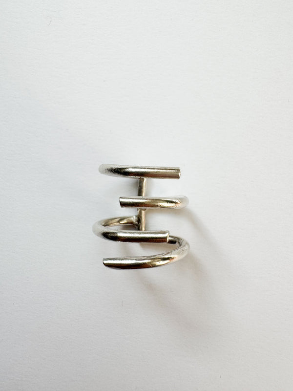 Aurora LInear Ring îs adjustable and handcrafted with recycled 935 Argentium silver made in New York City