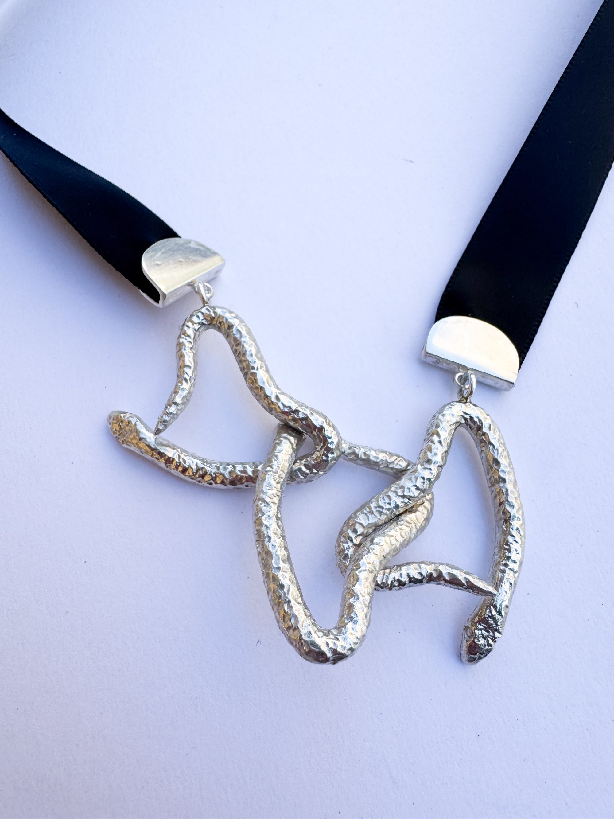 Zoe snake necklace 935 Argentium silver. Handcrafted in New York City.