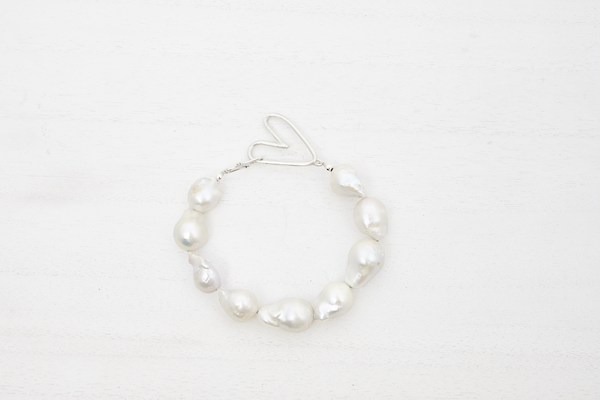 Elisa White Baroque Pearl Bracelet
handcrafted with 935 Argentium silver made in New York City
