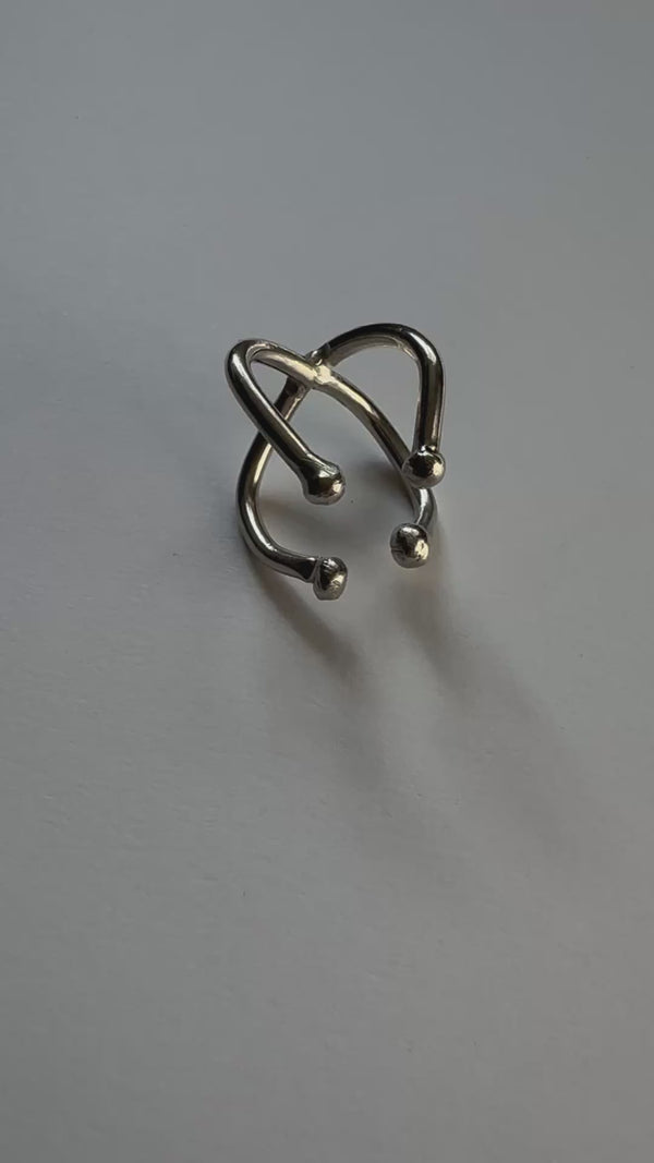 Aries Floating Orbs Ring is adjustable and made with recycled 935 Argentium silver