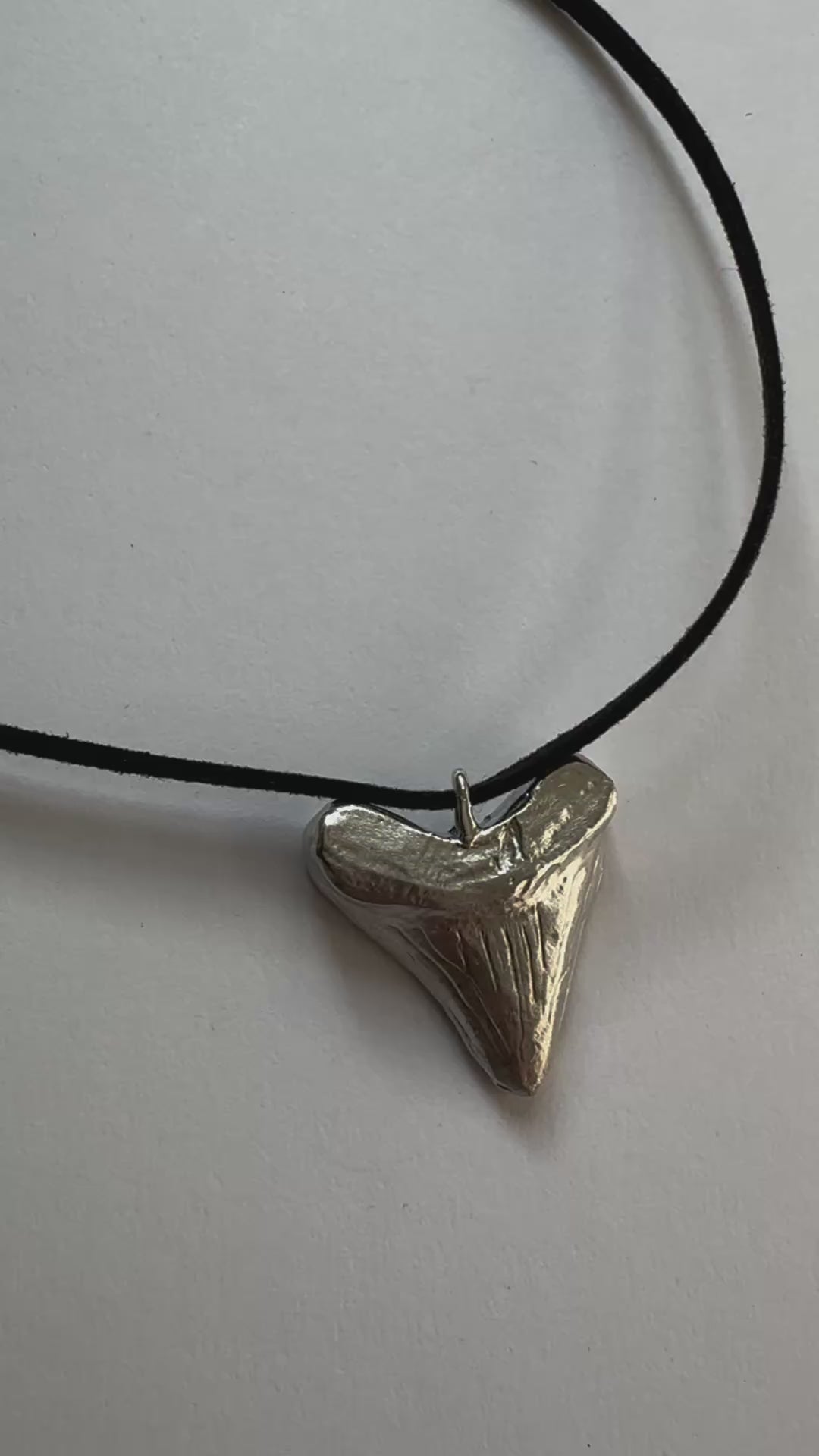 Shark Tooth Pendant Necklace handcrafted with recycled 935 silver Argentium in New York City 